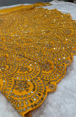 Luxuriant Heavy thai silk sequins dori work Yellow color lehenga Choli