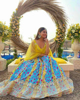 Buy Digital print Georgette Yellow Color Lehenga Choli