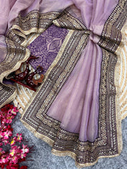 Beautiful Soft Twil net Purple color saree