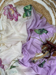 Preferable Soft Organza Purple Color Designer Saree