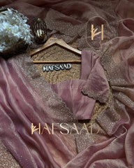 Party Wear Diamond Work Silk Beige Color Saree