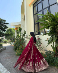 Shining Jimmy choo Maroon Color Sequence work Lehenga Choli