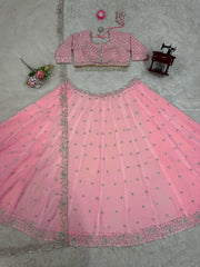 Admiring Gorgette Light Pink Color Sequence Work Lehenga Choli