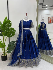 Fantastic Chinon silk sequence work Blue color Lehengha Choli