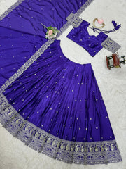 Fantastic Chinon silk sequence work Purple color Lehengha Choli