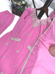 Admiring Embroidery Sequence Light Pink Color Palazzo suit