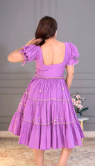 Lilac Floral Embroidered Rayon Tunic | Indian Women's Dress