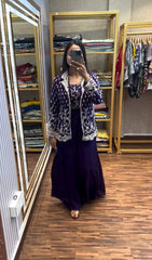 Gorgeous Purple Color Designer Embroidery Chinon Party Wear Koti Plazzo Set