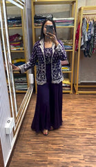 Gorgeous Purple Color Designer Embroidery Chinon Party Wear Koti Plazzo Set