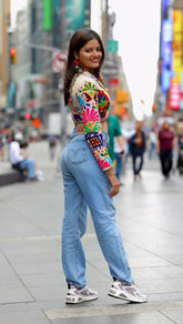 Navratri Special Pure Cotton Off White Color Kachchhi Work Choli