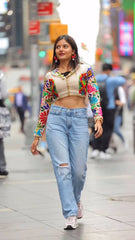 Navratri Special Pure Cotton Off White Color Kachchhi Work Choli