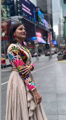 Navratri Special Pure Cotton Off White Color Kachchhi Work Choli