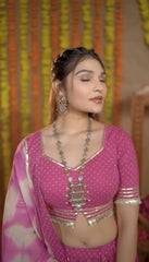 Luxuriant Pure Cotton Pink Color Digital Printed Lehenga Choli