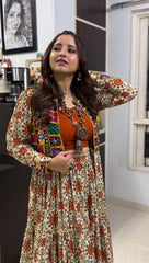 Navratri Special Cotton White With Orange Lehenga Choli