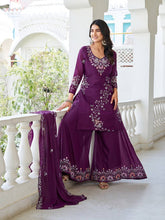 Awesome Moti Work Purple Color Kurti Set With Dupatta