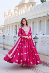 Mesmerizing Embroidery Sequence Work Pink Color Gown