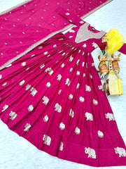 Mesmerizing Embroidery Sequence Work Pink Color Gown