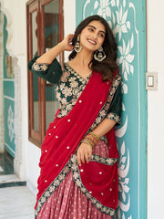 Embellished Sequence Work Beige Color Lehenga Choli