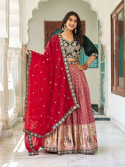 Embellished Sequence Work Beige Color Lehenga Choli