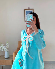 Exclusive French Creape Sky Blue Color  Salwar Suit