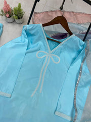 Exclusive French Creape Sky Blue Color  Salwar Suit