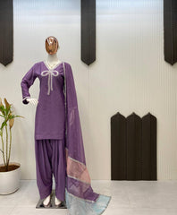 Exclusive French Creape Purple Color  Salwar Suit