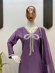 Exclusive French Creape Purple Color  Salwar Suit