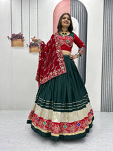 Green Color Navratri Special Cotton Chaniya Choli Set with Heavy Embroidery & Sequence Work