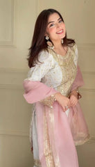 Ceremony Wear Sequence Work White Color Sharara Suit With Dupatta