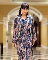 Luxuriant Embroidery Work Blue Color Ready To Wear Saree