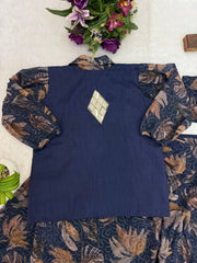 Luxuriant Embroidery Work Blue Color Ready To Wear Saree