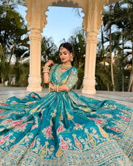 Ravishing Teal Green Simmer Sequence Lehenga Choli