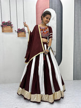 Precious Brown Cotton Gamathi Work Lehenga Choli For Navratri