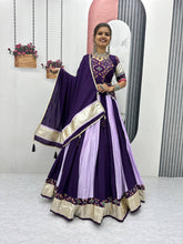 Trendy Purple Cotton Ribbon Work Lehenga Choli For Navratri