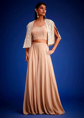 Gorgeous Pista Georgette Mirror Work Palazzo With Koti