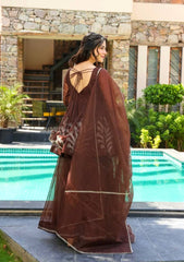 Pretty Brown Color Georgette Embroidered Work Sharara Suit