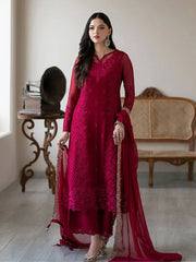 Lovely Maroon Georgette Embroidery Straight Salwar Suit