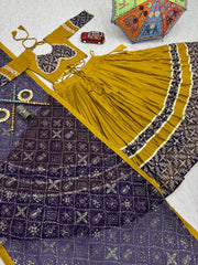 Daisy Mustard Cotton Embroidery Work Lehenga Choli