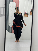 Ravishing Black Rayon Cotton Gamthi Work Dhoti Suit
