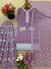 Lovely Pink Georgette Embroidery Plazzo Suit