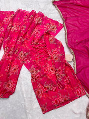 Ravishing Pink Georgette Digital Print Sharara Suit