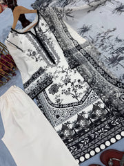 Ravishing White Satin Digital Print Co-Ord Set