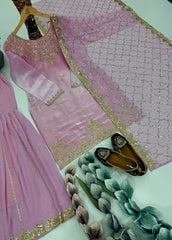 Pretty Pink Organza Sequence Work Sharara Suit