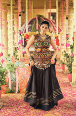 Lovely Black Rayon Ribbon Work Lehenga Choli For Navratri