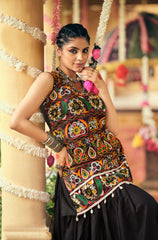 Lovely Black Rayon Ribbon Work Lehenga Choli For Navratri
