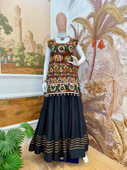 Lovely Black Rayon Ribbon Work Lehenga Choli For Navratri