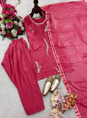 Designer Pink Fendy Silk Sequence Work Farshi Suit