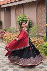 Navratri Wear Glorious Black Cotton Mirror Work Lehenga Choli