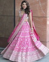Gorgeous Pink Georgette Thread Work Lehenga Choli