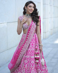Gorgeous Pink Georgette Thread Work Lehenga Choli